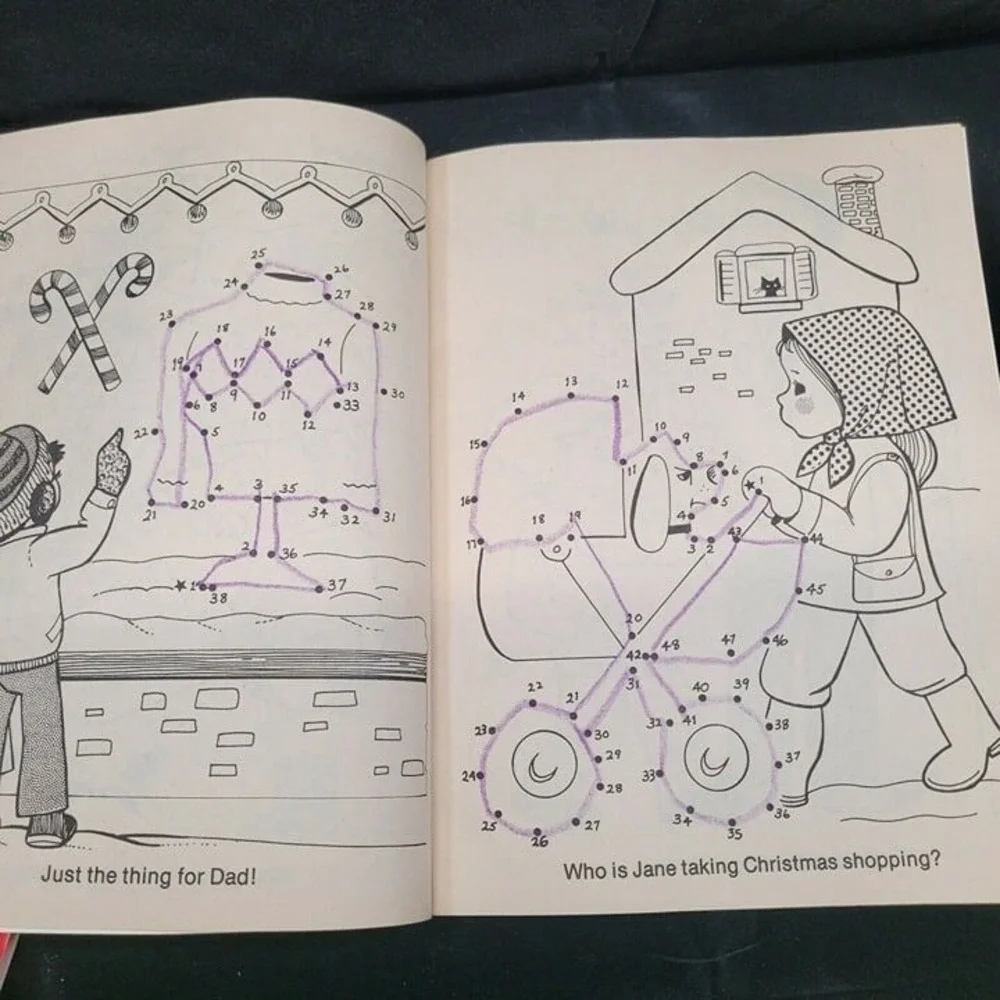 Playmore Christmas Activity Coloring Dot to Dot Book Set Kids Multi 1993 Vintage